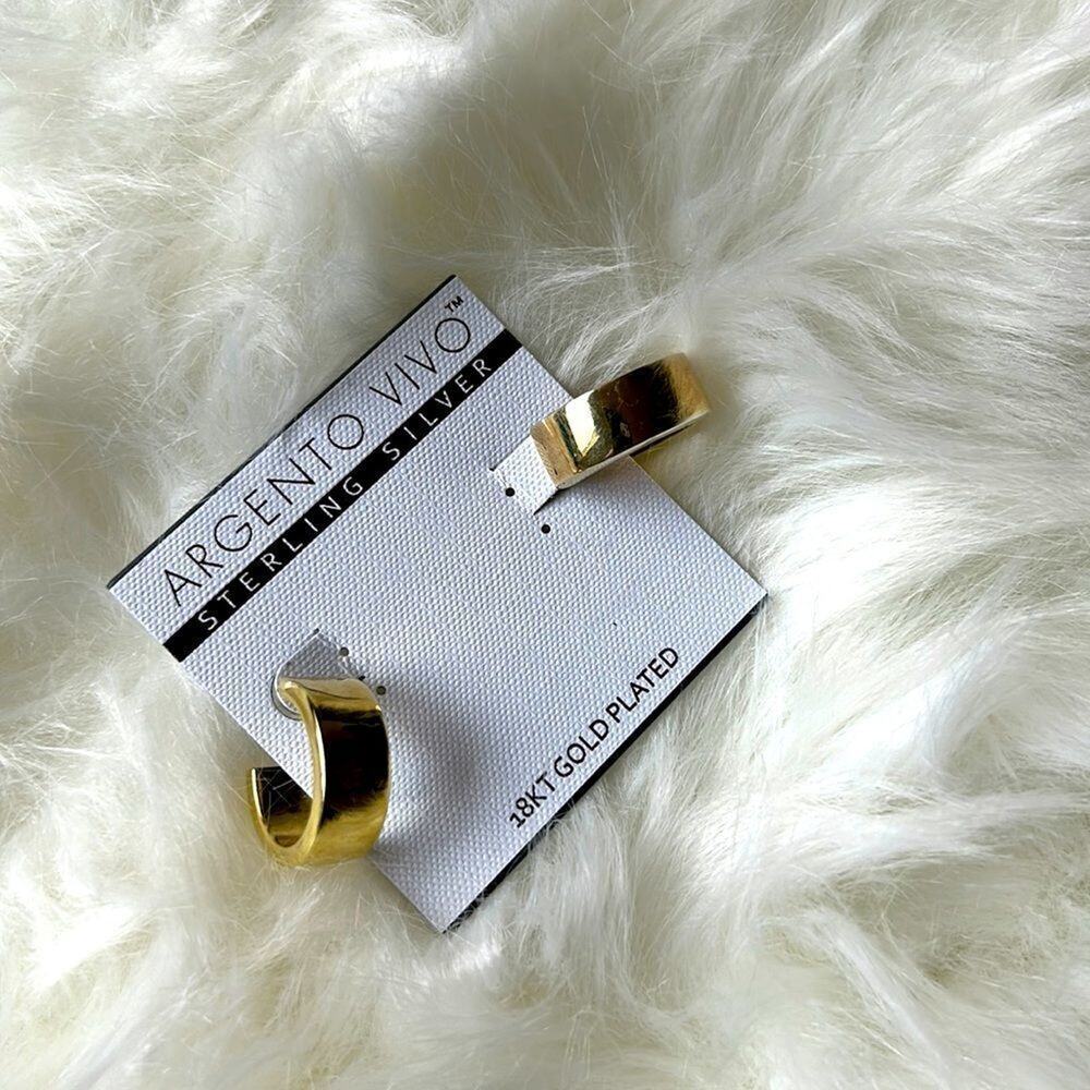 NWT Argento Vivo 18K Gold Plated Hoop Earrings Classic Minimal